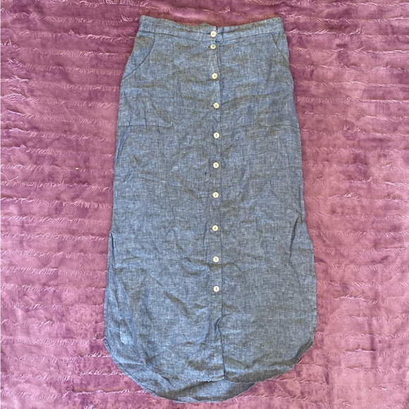 NEW Antibes Blanc 100% Linen Blue Midi Maxi Skirt - Picture 2 of 6